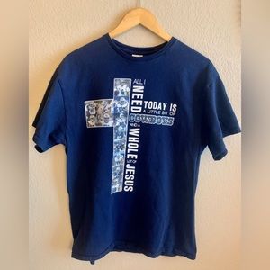 2004 Dallas Cowboys & Jesus T-Shirt Short Sleeve Navy Blue L
